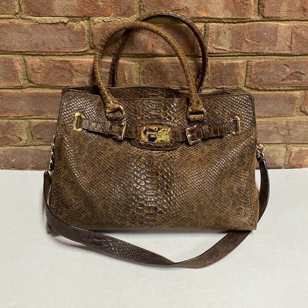 Michael Kors Hamilton Brown Python Snakeskin Leat… - image 2